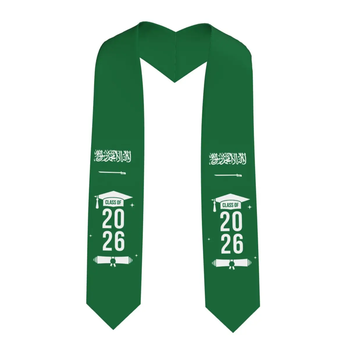 Class Of 2026 Saudi Arabia Flag Graduation Stole Sash Scarf For International Students Proud 183CM Long
