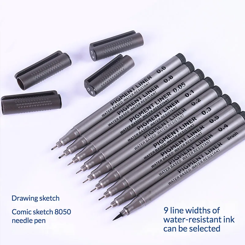 

Waterproof Single Art Markers Brush Pen Office Student School Painting Line Drawing Black Fine Sketch Hook Line Pen Art Supplies