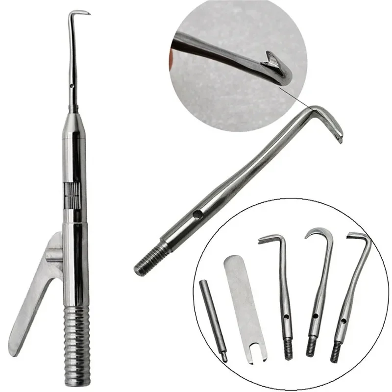 1pcs Dentistry Automatic Singlehanded Crown Remover Gun Stainless Steel Dental Surgical Instrument Tools with 3 Working Tip