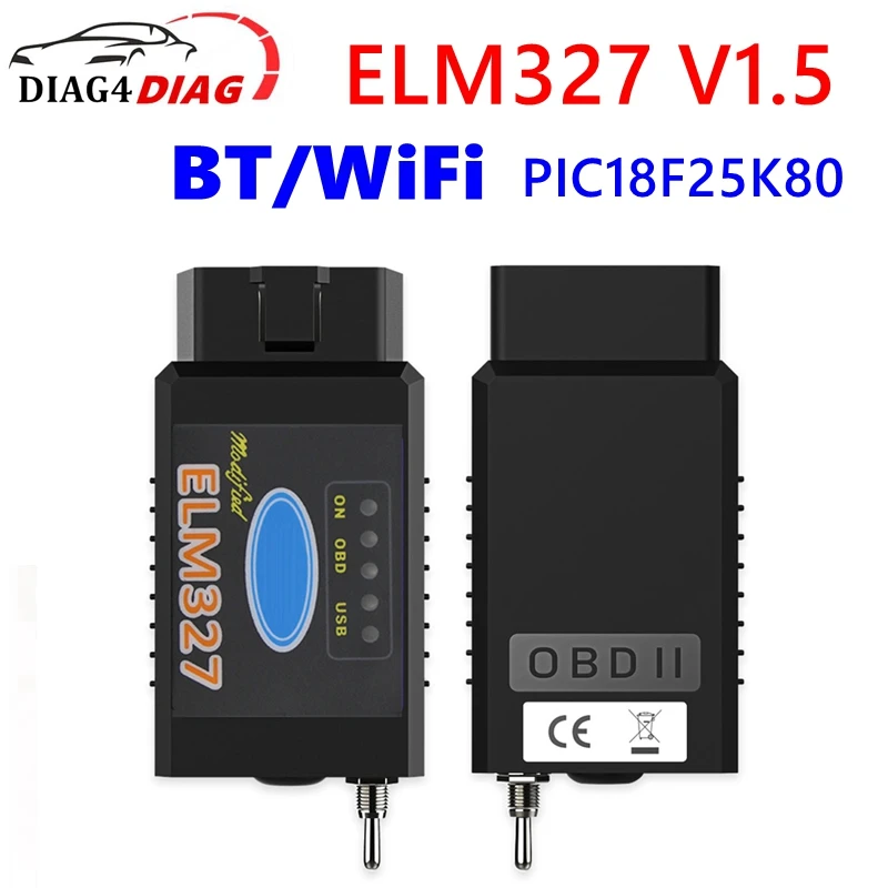 

ELM327 V1.5 bluetooth or WiFi version PIC18F25K80 Chip BT WiFi For Ford can Switch OBD Scanner Car Diagnostic Tool multilingual