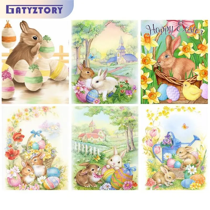 

GATYZTORY 40x50cm Diy Painting By Number For Adults Kits Rabbit Acrylic Paint Set Handwork Diy Gift Wall Art Picture With Number