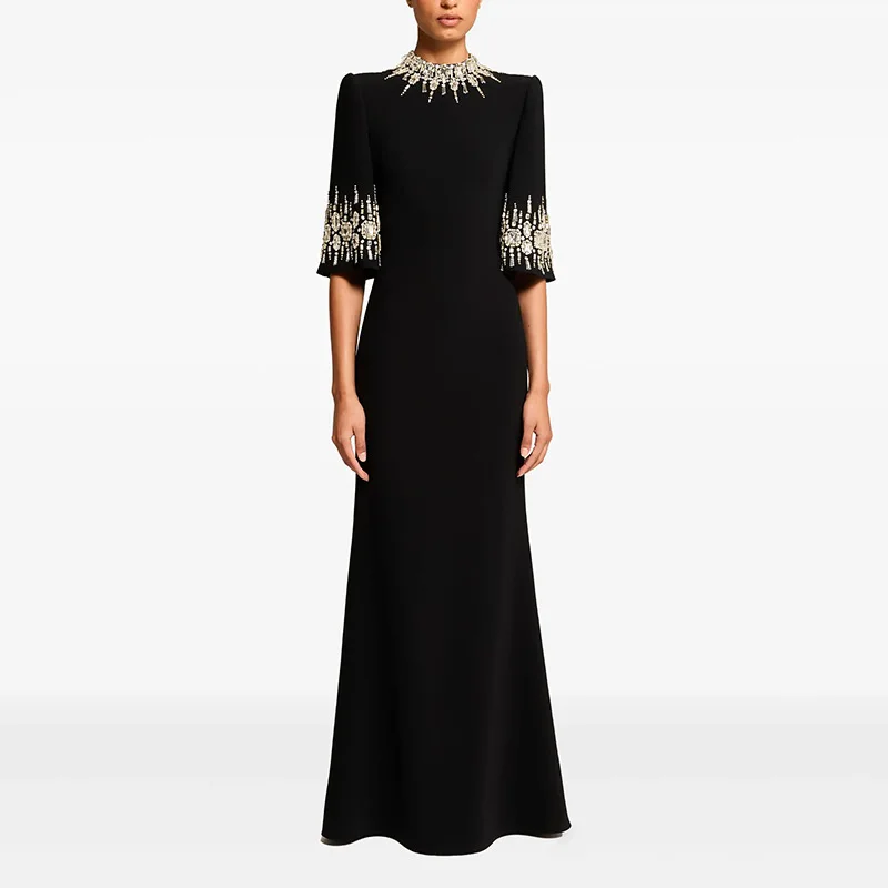 VESTIDO DE FESTA FASHION 2026, Última Moda, Vestido Longo com Pérolas e Diamantes para Mulheres