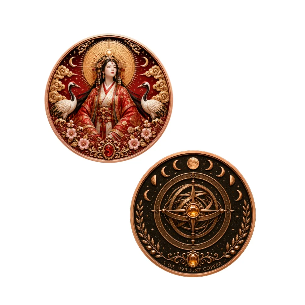 8 Types Mythology Goddess Pattern Series 1oz .999 Pure Copper Commemorative Coin Color Printed Vintage Astrology Collectible Gif