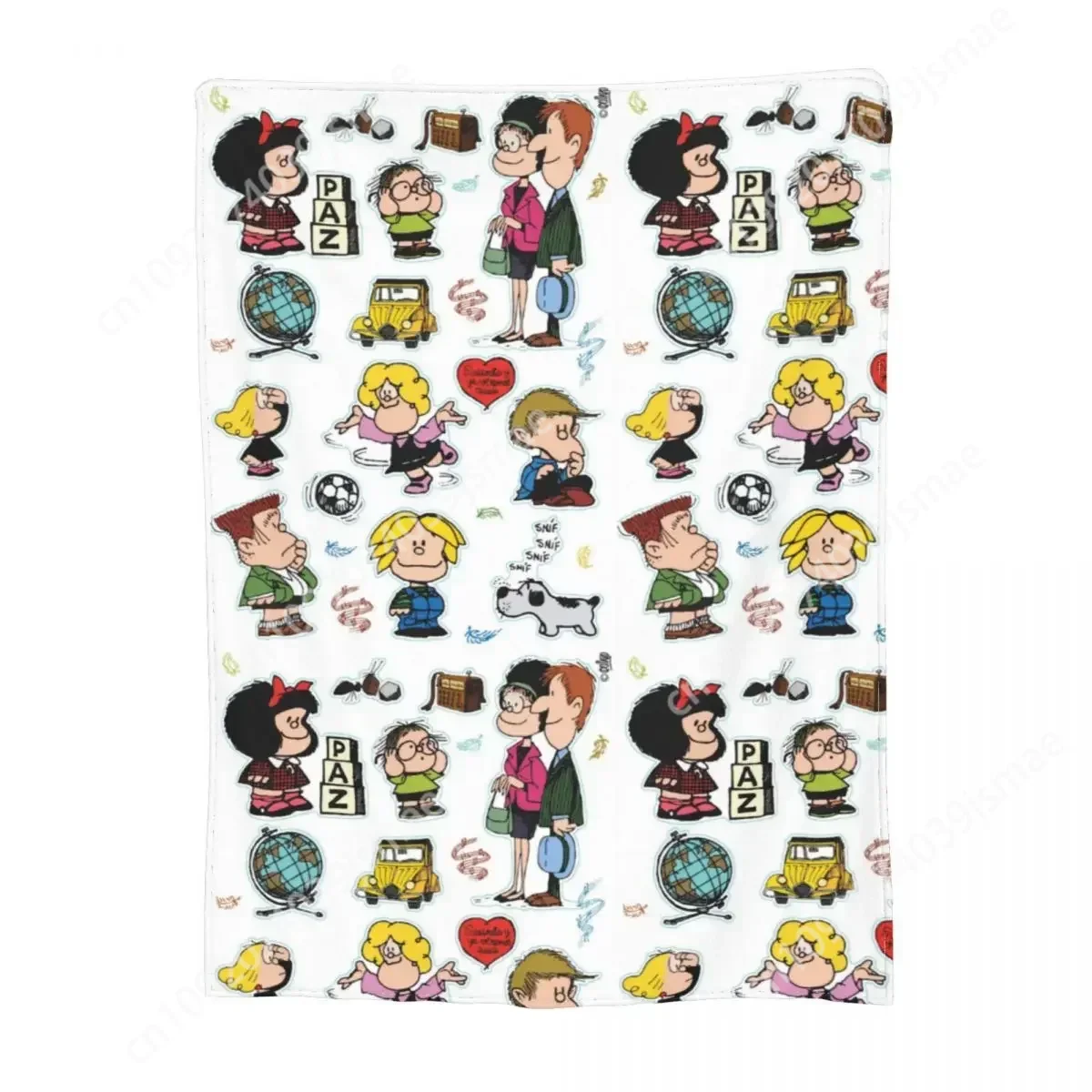 Mantas de forro polar con estampado de personajes de Mafalda, ropa de cama ligera, divertida y encantadora para relajarse Custom