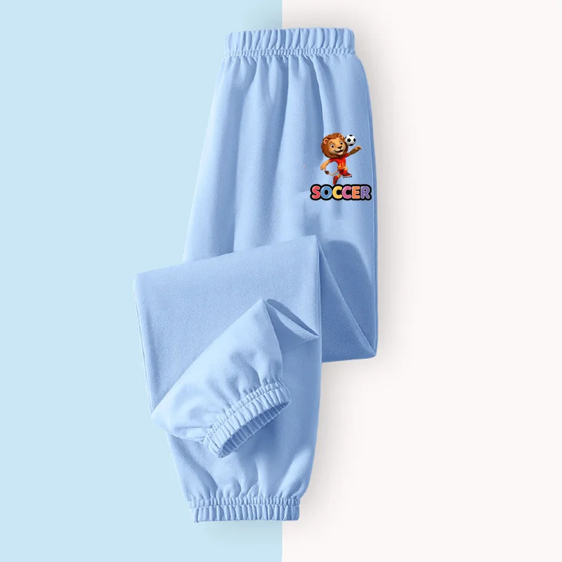 Children Soccer Animal Anti-Mosquito Pants for Boys Girls Summer Bug Pants Thin Cotton Breathable Trousers