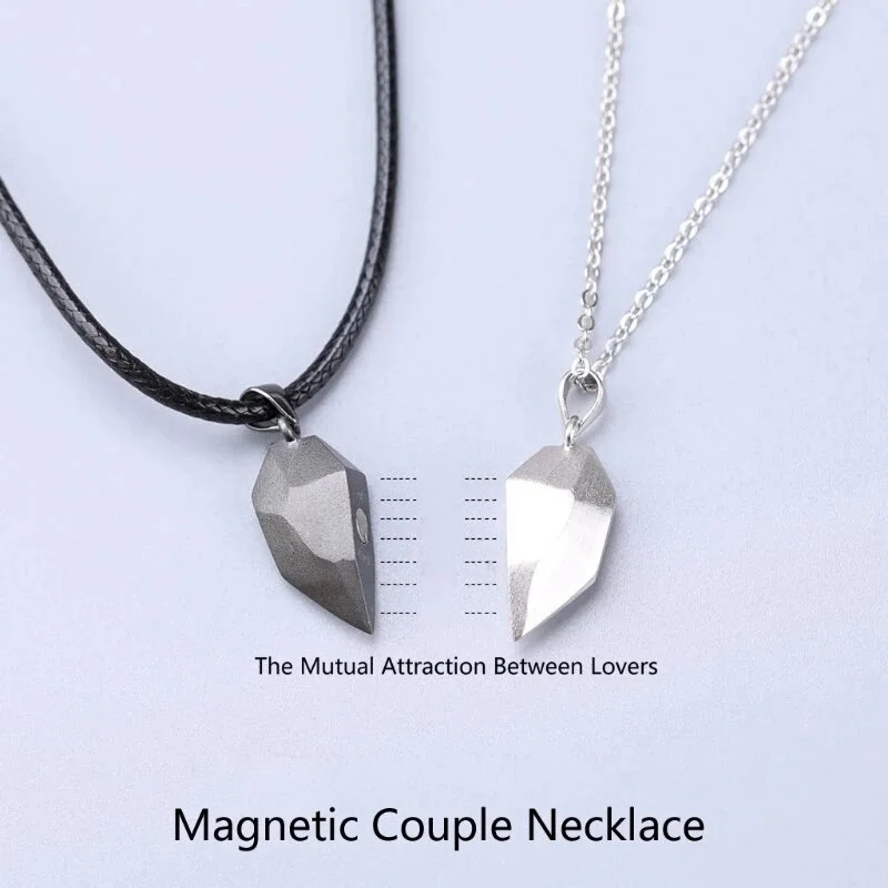 Creative Love Magnet Couple Color Necklace Simple Wishing Stone Pendant Valentine's Day Gift Accessories