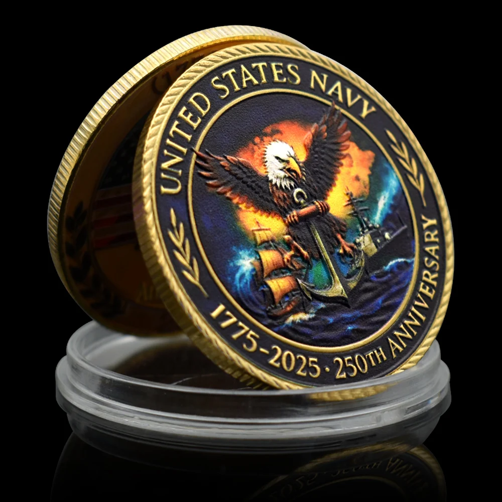 

United States Navy 250th Anniversary Coin 1775-2025 Military Challenge Coin Navy Veteran Collectible Gift Souvenir