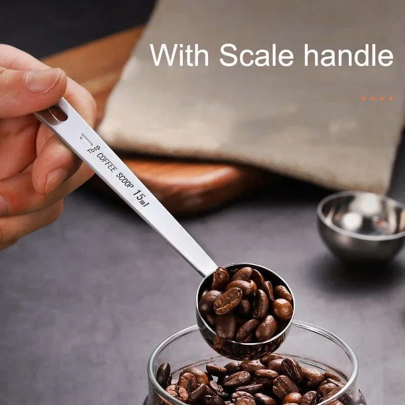 Stainless Steel Coffee Scoop, Tablespoon Measuring Spoon Coffee Scoop, 15ml Long Handle Coffee Spoons Baking Measuring Spoon