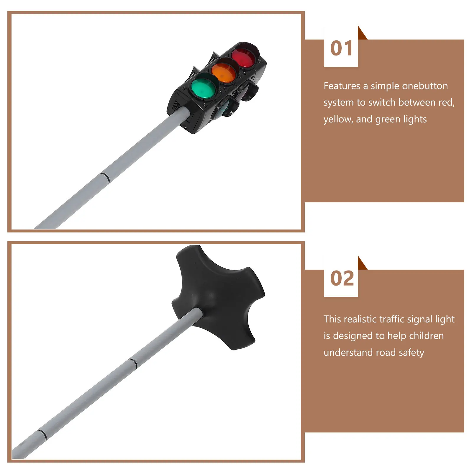 Realistic Simulation Traffic Signal Light Simple Use for Kids Classroom Educational LED Crosswalk Signal Lamp Indoor Road Safety