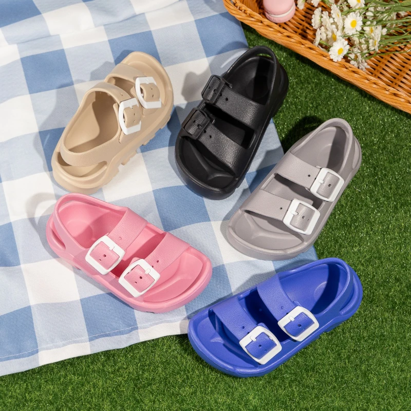 

Summer Kids Sandals Boys Girls Beach Shoes Soft Toddlers New Simple Sandals Fashion Solid Color Children School Open-toe Sandals