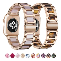 Resin + Metal Strap For Apple Watch ultra Band 49mm 41mm 45 44 40 42 38 mm Woman Girl Band For Iwatch Series 8 7 6 Se 5 4 3 2