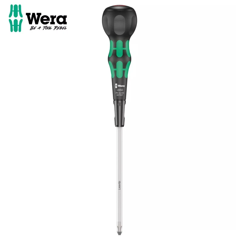 Wera 05007907001 Ball-Grip Phillip Screwdriver PH2 x 150 mm Anti-Roll Anti-Slip High Accessibility Straight screwdriver