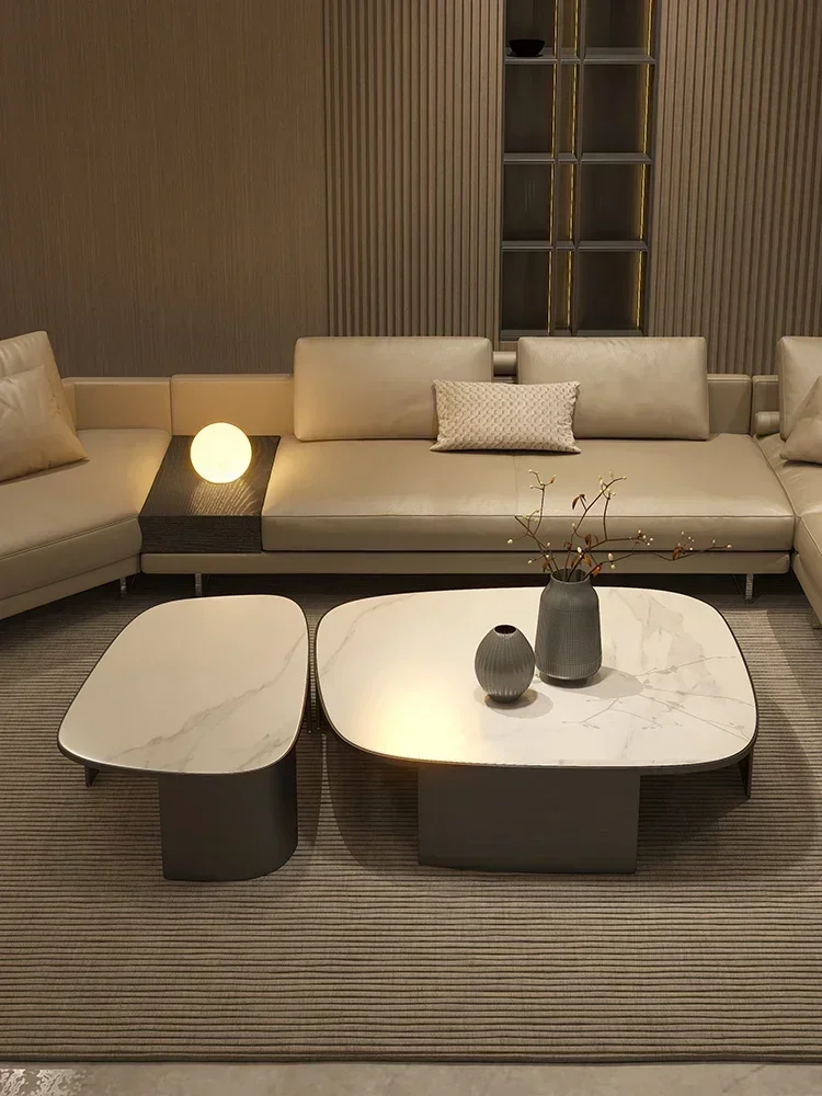 Coffee Table High-Grade Light Luxury Stone Plate Low Table Living Room Home Shaped