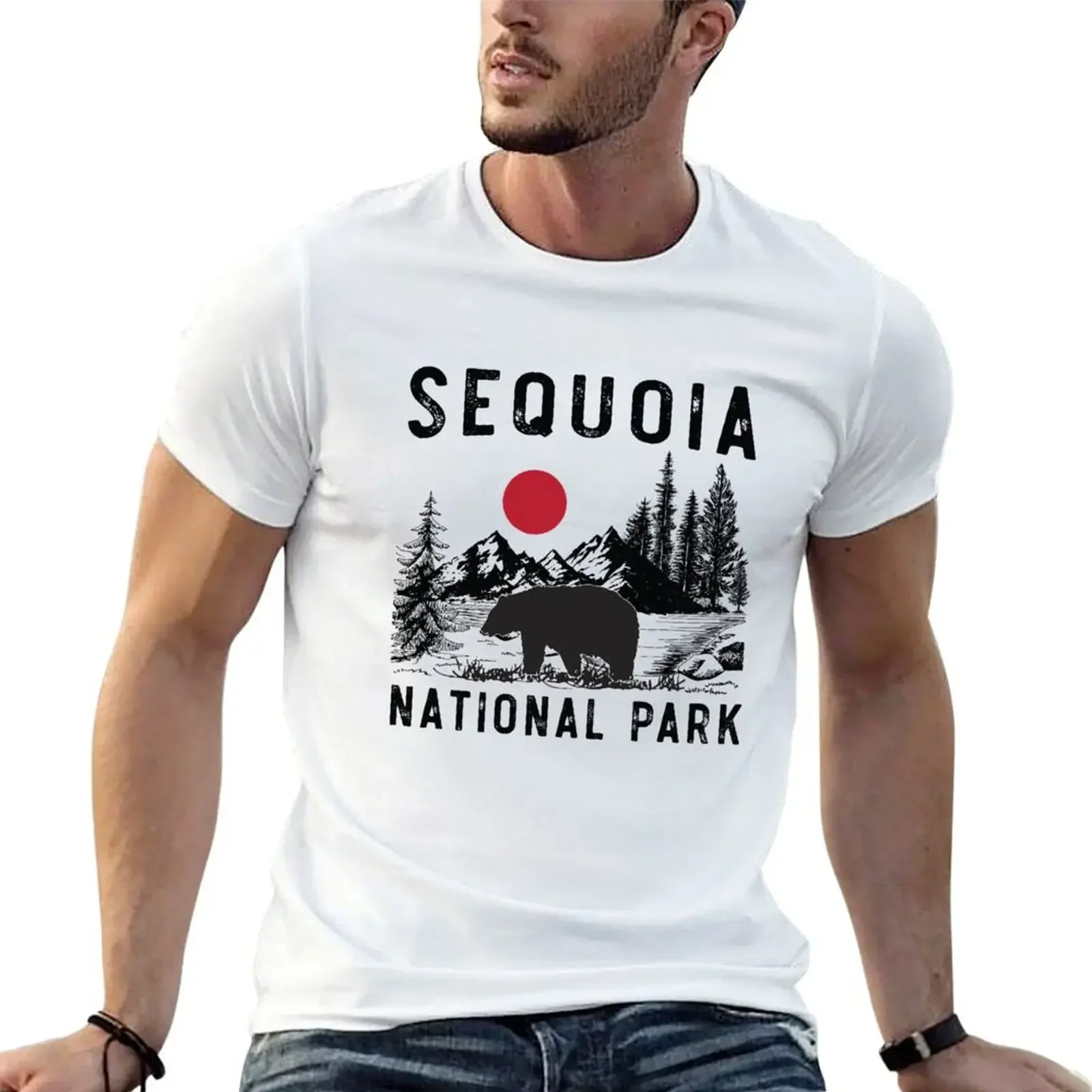 Vintage Sequoia National Park California Black Bear Souvenir T-Shirt boys whites customs plus size clothes tees men clothing