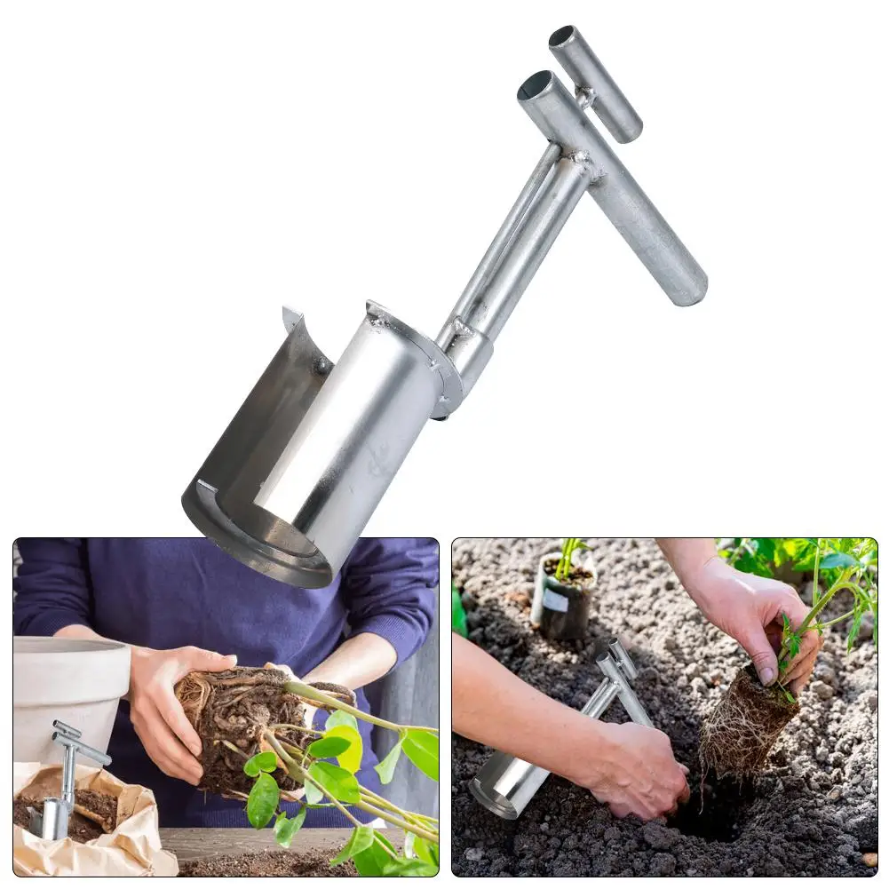 Plant And Fruit Tree Seedling Transplanter Stainless Steel Garden Barrel Transplanter Plant Flowers Diging Seedlings Artifact