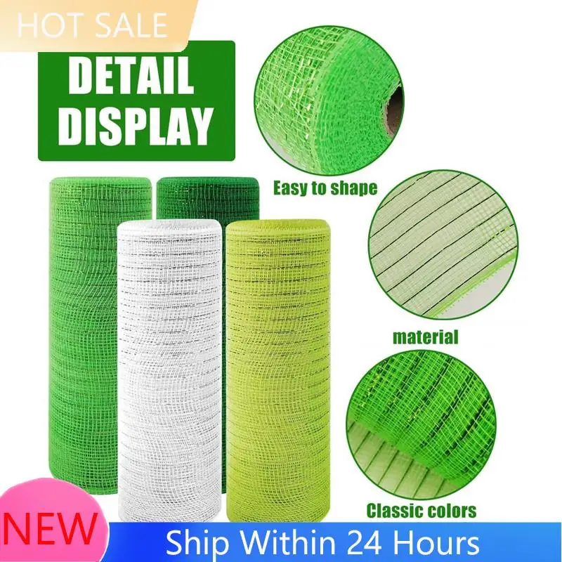 4 Roll St. Patrick's Day Poly Mesh Ribbon Plastic Mesh Green White Wired Edge Ribbon 10 Inch X 30 Feet Poly Deco Mesh Ribbon