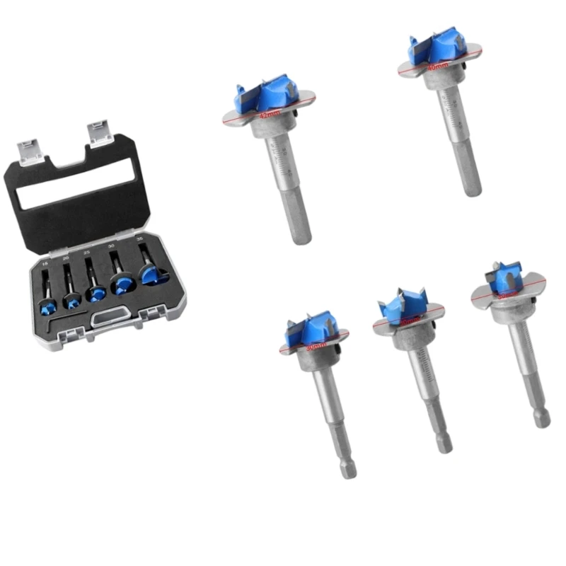 Profondità regolabile da 15-35 mm Bit trapano con punta centraggio per lavorazione del legno pulito mobili e strumento