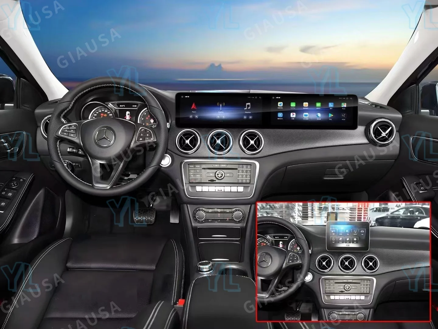 24.6inch Dual Screen For Mercedes Benz GLA CLA A/B CLASS W176 X117 X156 W463 W246 2013-2018 GPS Car Play 4G Car Multimedia BT 5.