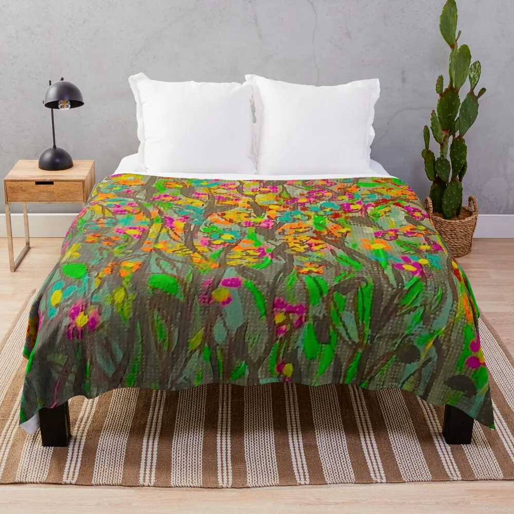 Florets (5) - Wild Flower Meadow Throw Blanket Bed covers Large Sofa Picnic Blankets