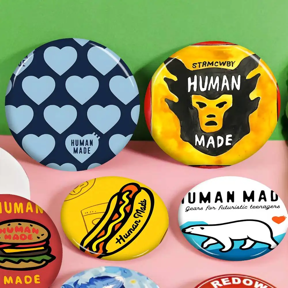 Fashion H-Human M-Made 58mm Animals Funny Brooches Badge Backpack Clothes Gift Accessory