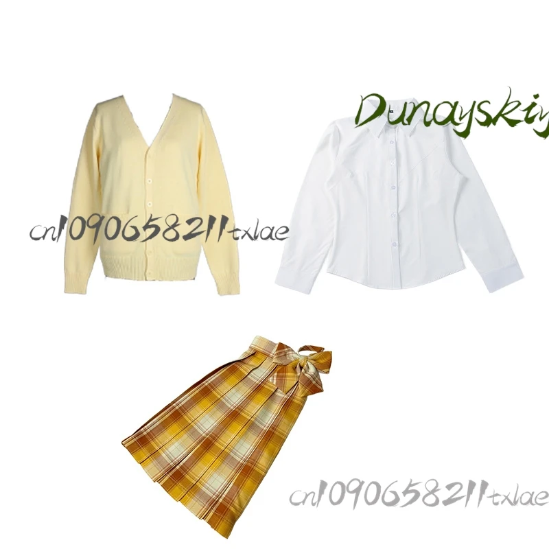 Oshi no Ko Mem-cho Yellow JK Cosplay Costume Set Wig  Blazer  Shirt  Mini Skirt  Ribbon Summer Graduation Halloween Anime Outfit