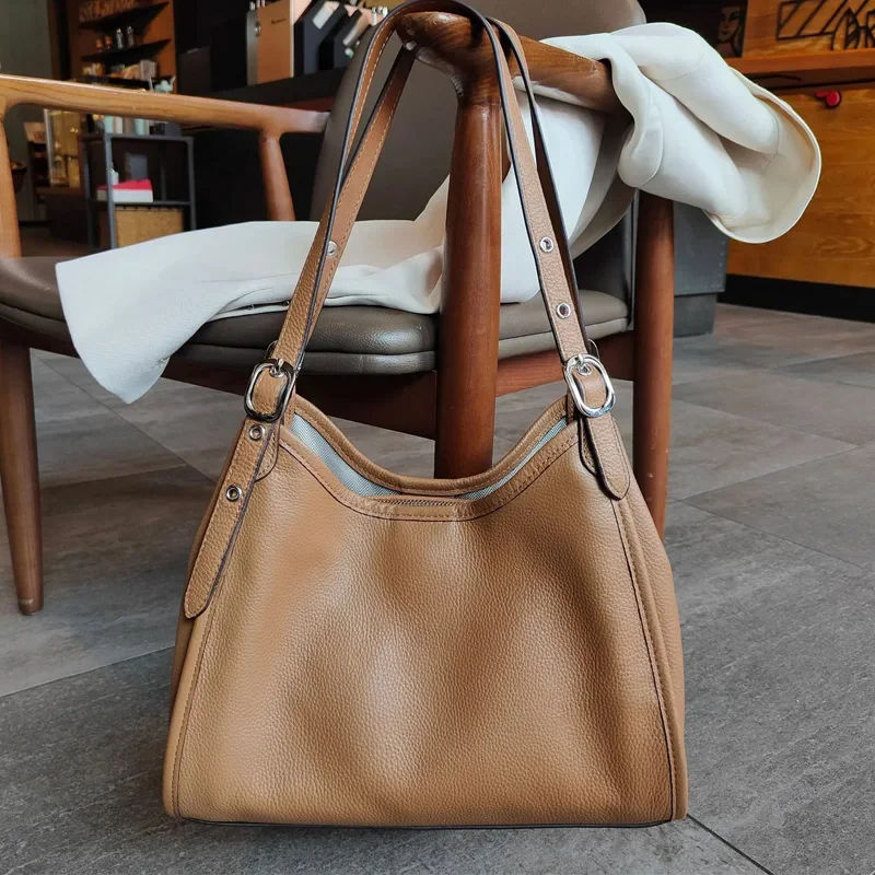 Genuine Leather tote bag female underarm multi-compartment large capacity shoulder bag soft leather commuter handbags bag new