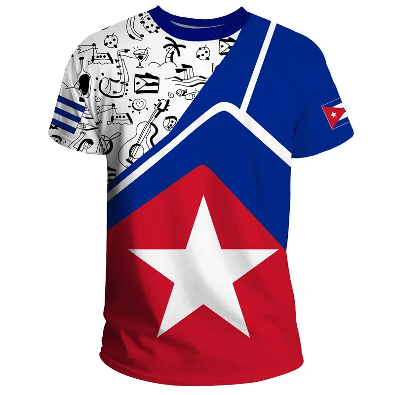 3D Printed Cuba Flag T-Shirt For Men Cuban National Emblem Pattern Tees Summer Streetwear Oversized Tracksuits Short Sleeves