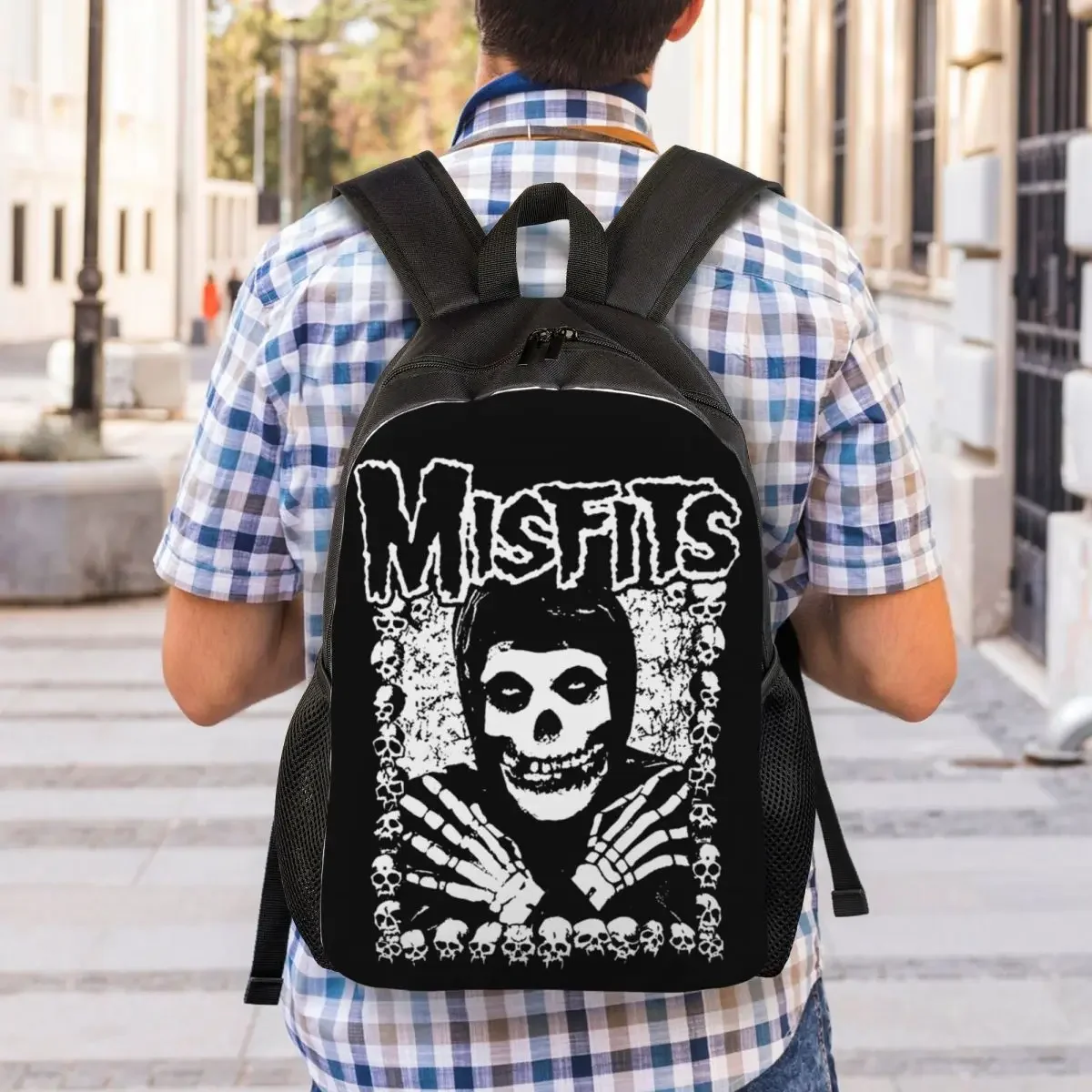 Custom Misfits Rock Punk Skull Laptop Backpack Women Men Fashion Bookbag for College School Students Bags