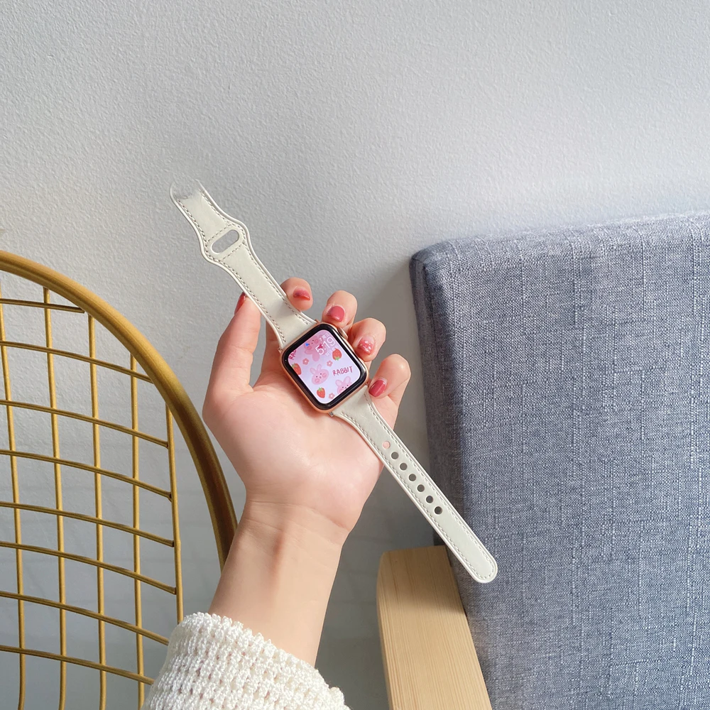 41mm 45mm 100% pulseira de couro genuíno para apple pulseira de relógio 38mm 40mm 44mm 42mm para iwatch 6 7 8 se 5 4 3 2 1 49ultra correa