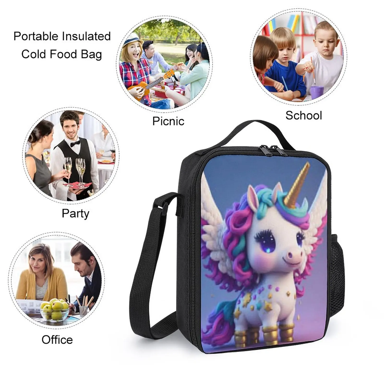 Divertidos De Magical Cute Baby Unicorn Magical Unicorn 3 in 1 Set 17 Inch Backpack Lunch Bag Pen Bag  Durable Blanket Roll Comf