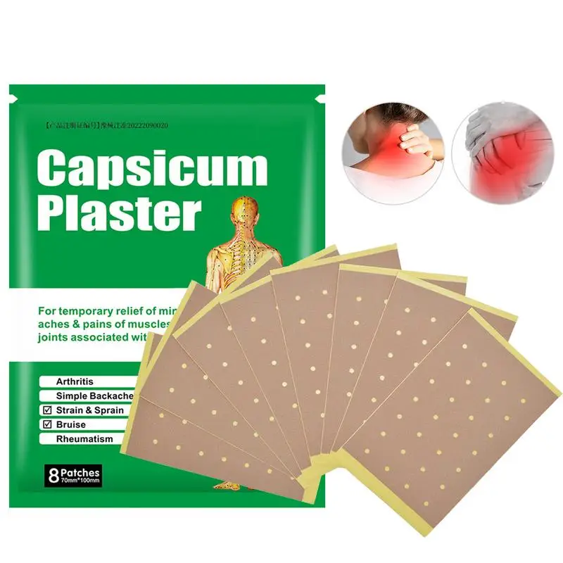 

8Pcs Capsicum Plaster Patch Abdomen Patches Soreness Relief Capsicum Heat Plaster Hot Patch For Back Neck Shoulder Knee