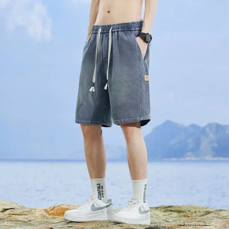 

Men's Casual Summer Shorts 2026 Latest Thin Star Print Denim Loose Fit Straight Versatile Easy Match Mid-Length Fashion