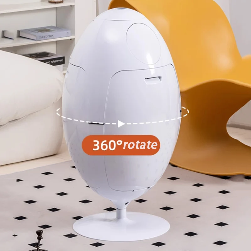 360 ° Rotation Wastebasket Plastic Egg Shape Creative Trash Can Large Capacity Trash Bin Detachable Three Compartment Design