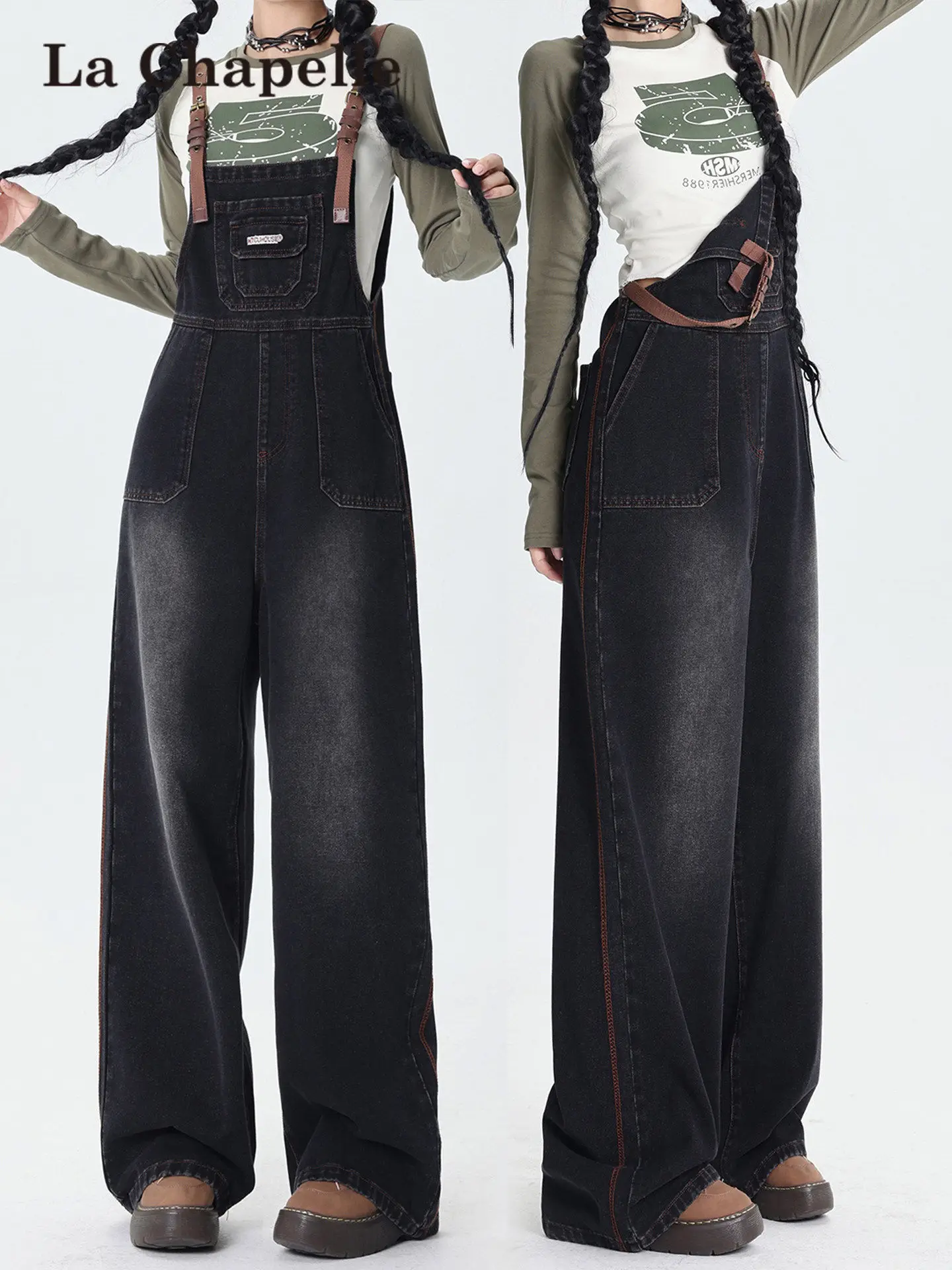 

Adjustable Bla Denim Overalls Women's Loose Slim Straight Leg Jumpsuits Casual High Waist Jeans Pants Spring 2026 New Sle