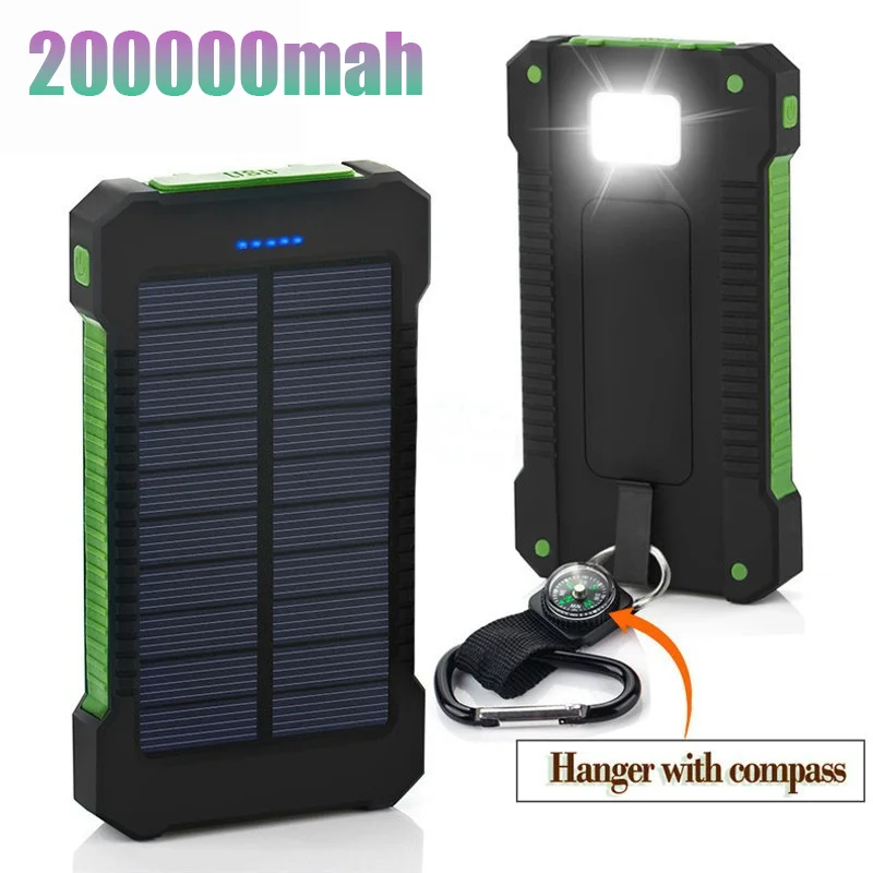 200Ah Solar Power Bank Outdoor Camping Large Capacity Backup Power Supply Fast Charging SOS LED Flashlight PowerBank for Xiaomei