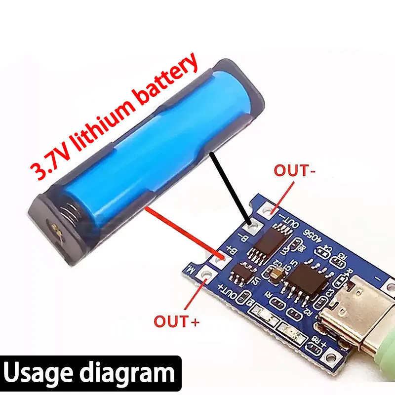 

5V 1A 18650 Lithium Battery Charging Board TP4056 Lithium Charging Mini/Micro USB Type C Charge Module With Protect