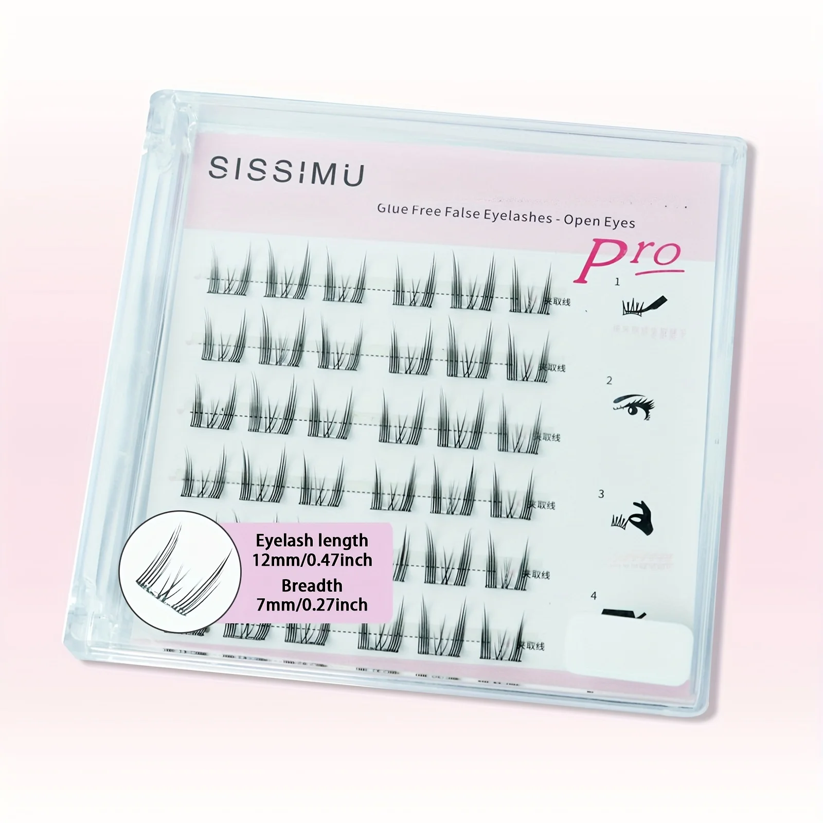 Ciglia finte senza colla, ciglia finte a grappolo simulate autoadesive riutilizzabili a bastoncino rapido trucco occhi fai da te a casa ciglia G