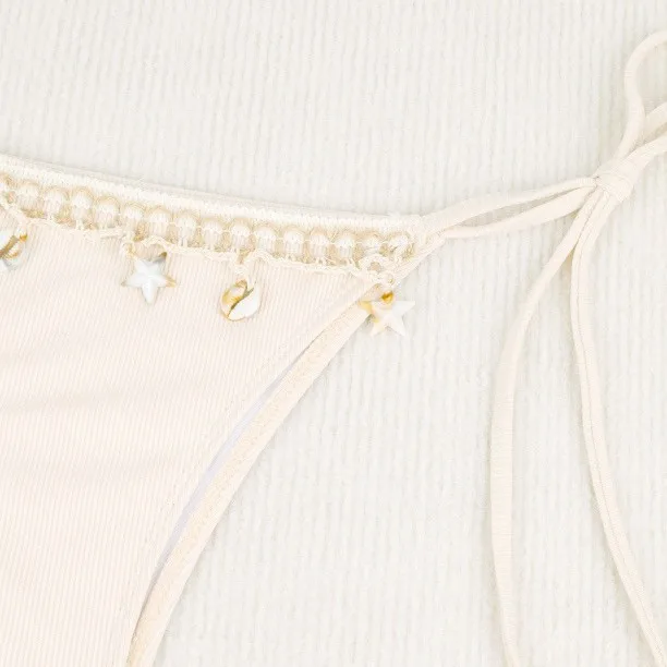 Coquille décoration côtelé Bikini femmes maillots de bain femme maillot de bain deux pièces Bikini ensemble licou à bretelles baigneur maillot de bain bain dame