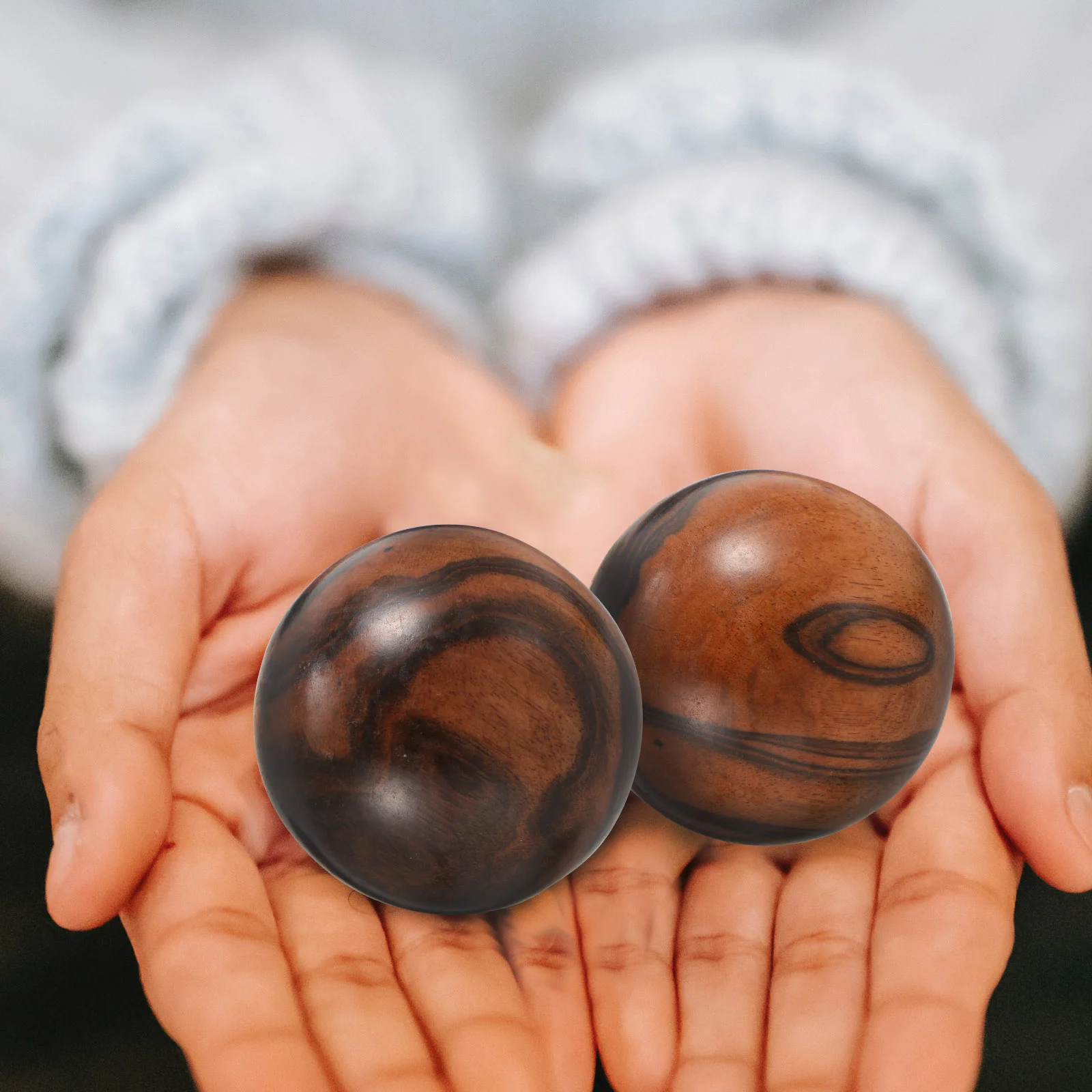 2 Pcs Fitness Golfer Spins The Ball Wooden Massage Balls Elderly Ebony Handheld Exercise Muscle