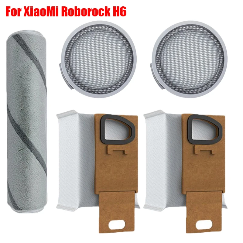 Sacos de poeira do filtro hepa para xiaomi roborock h6 mijia scwxcq01rr skv4060gl handheld aspirador de pó macio rolo escova substituição