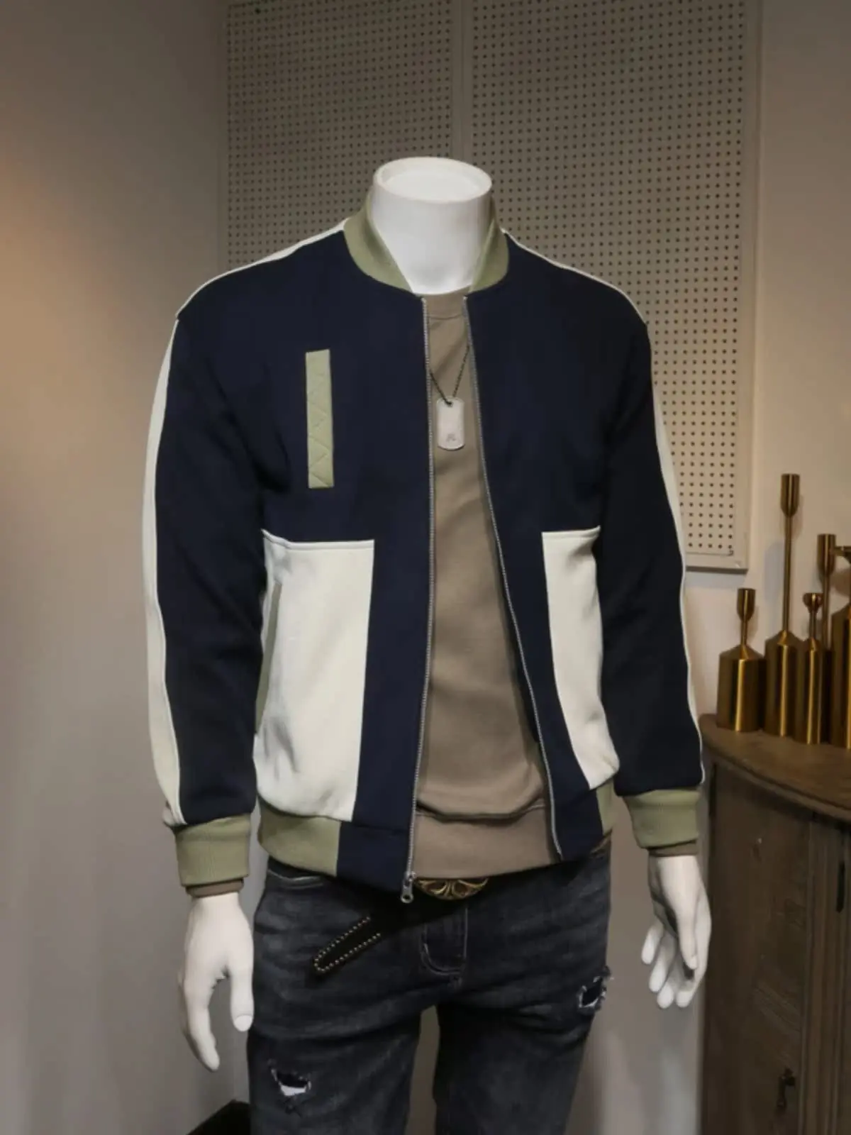 

Spring Autumn Color Blo Baseball Sle Pilot Jaet Men's Slim Fit ort Design Casual Outerwear Trendy Youth Faion