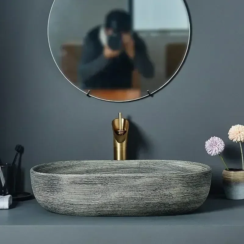 

Moroccan Ceramics Basin for Bathroom Fixture Rectangular Washbasin Pool Household Antique Washbasin Bathroom Sink N