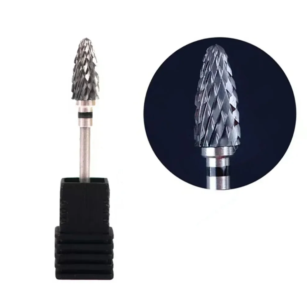 Punta a fiamma da 5mm punte da trapano per unghie in carburo al 3/32 fresa per Manicure rimuovi accessori per fresa elettrica in Gel