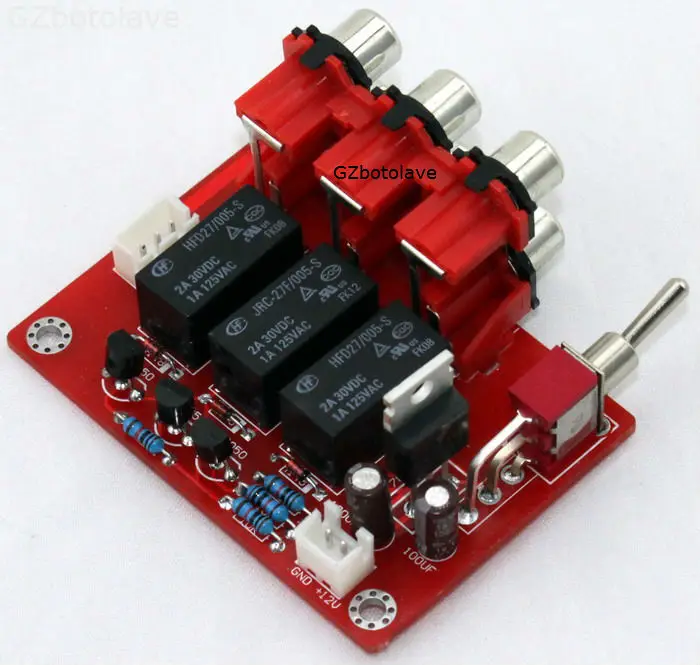 Amplifier Audio Switch board RCA to RH2.54 Audio Input signal Selector Relay Board