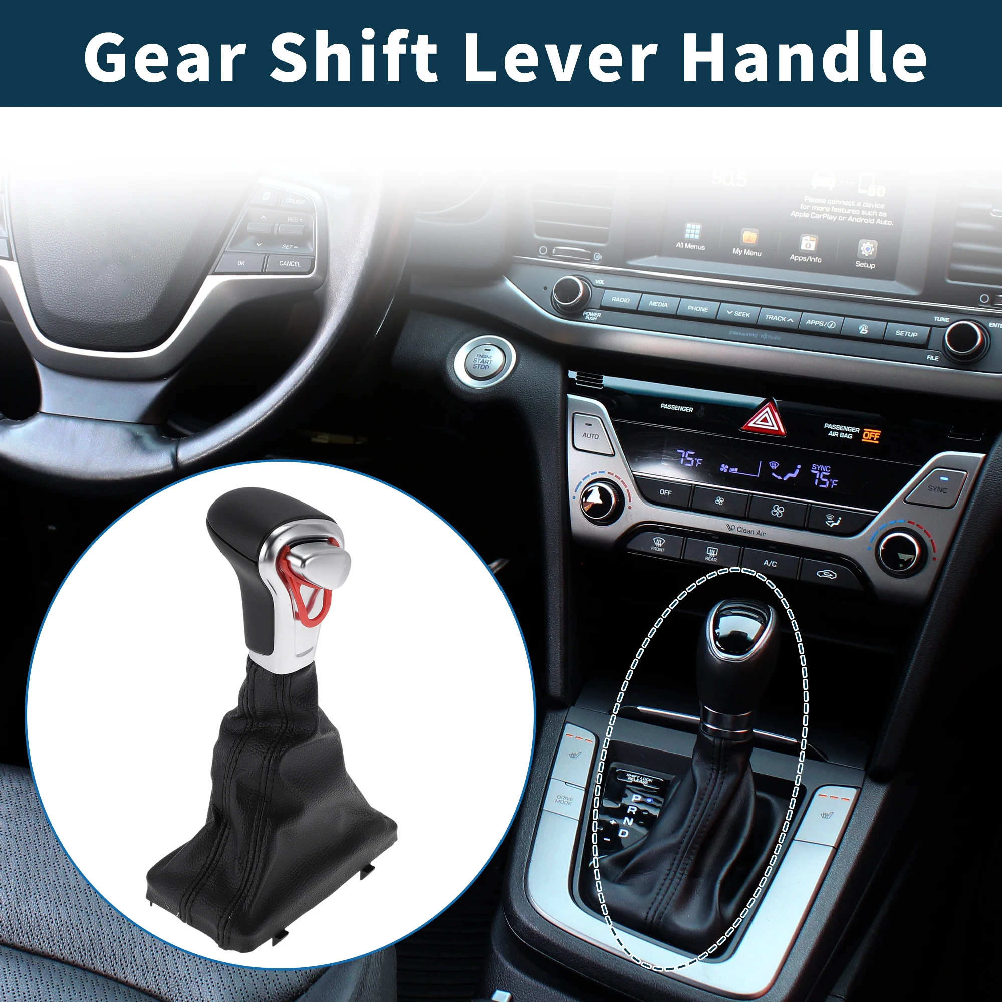 

UXCELL Ручка переключения передач Автоматическая для Audi A3 8P 2004-2015 Пластик Искусственная кожа