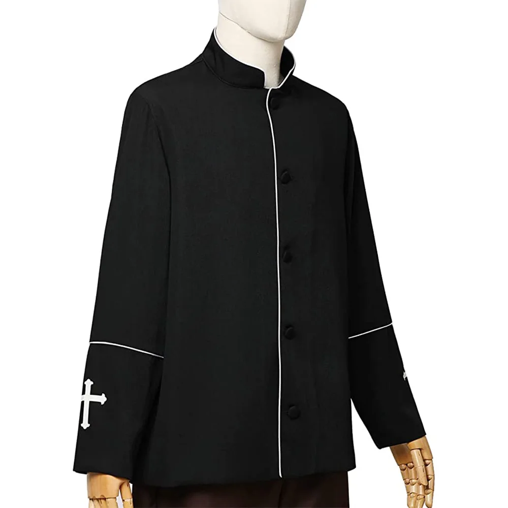 Halloween Medieval Priest Costume Catholic Church Religious Roman Soutane Pope Pastor Father Costumes Mass Robe Clergy Cassock