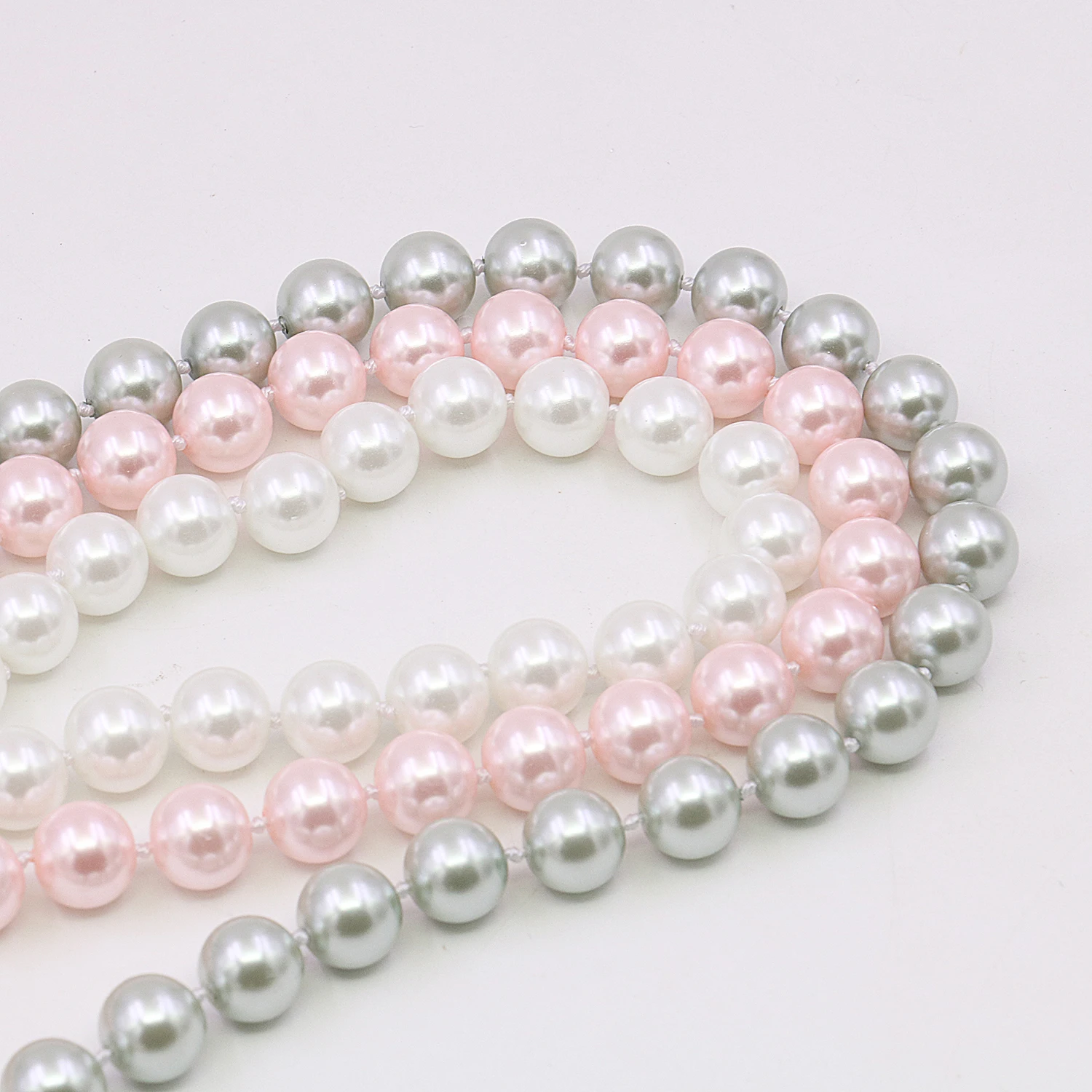 10mm 3rows Round White Pink Gray Shell Pearl Necklace Elastic Bracelet Drop Earrings Sets Women Men Girls Jewelry Making Design