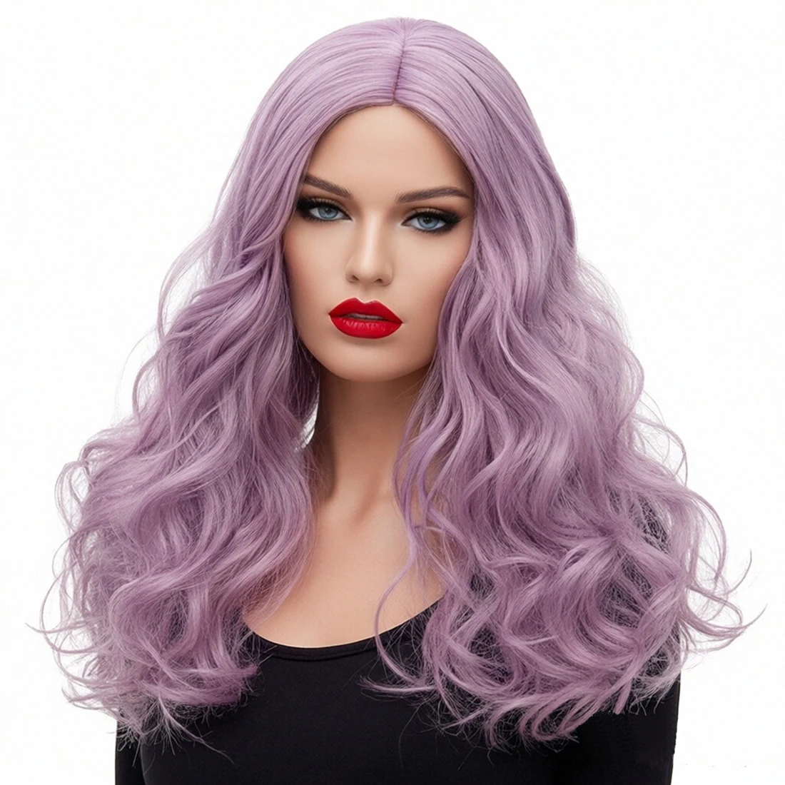 

Женский термостойкий короткий волнистый фиолетовый парик со средней частью, синтетический для Хэллоуина, Рождества, косплея, ежедневного использования