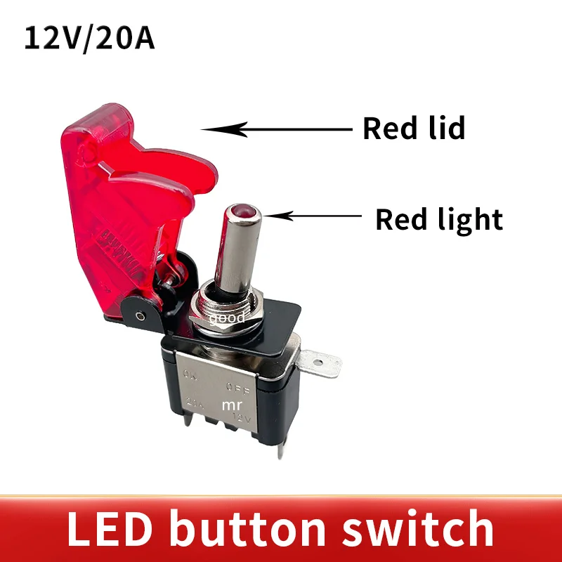 Auto Car Boat Truck Illuminated Led Toggle Switch With Safety Aircraft Flip Up Cover Guard  12V20A transparent