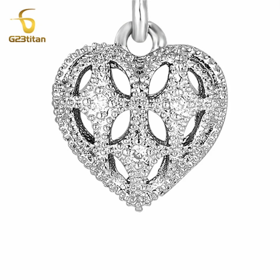 Posrebrzane kolczyki do pępka Hollow serce do pępka kolczyk do piercingu 14G 10mm Titanium brzana biżuteria do ciała kobiety lato klejnoty